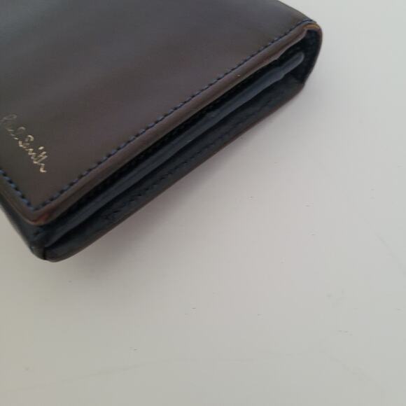 Paul Smith Designer Checkbook Card Bill Holder Wallet Brown Blue Bifold Leather - Picture 10 of 13